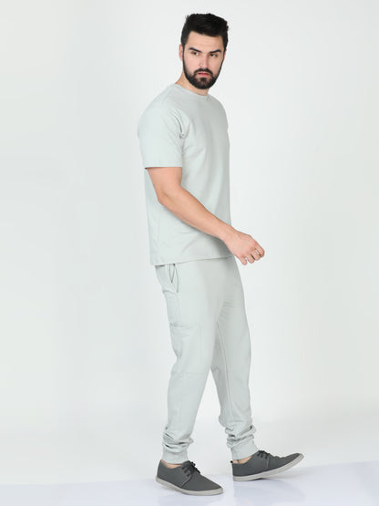 Storm Grey Solid Premium Unisex T-Shirt and Joggers Co-ord Set