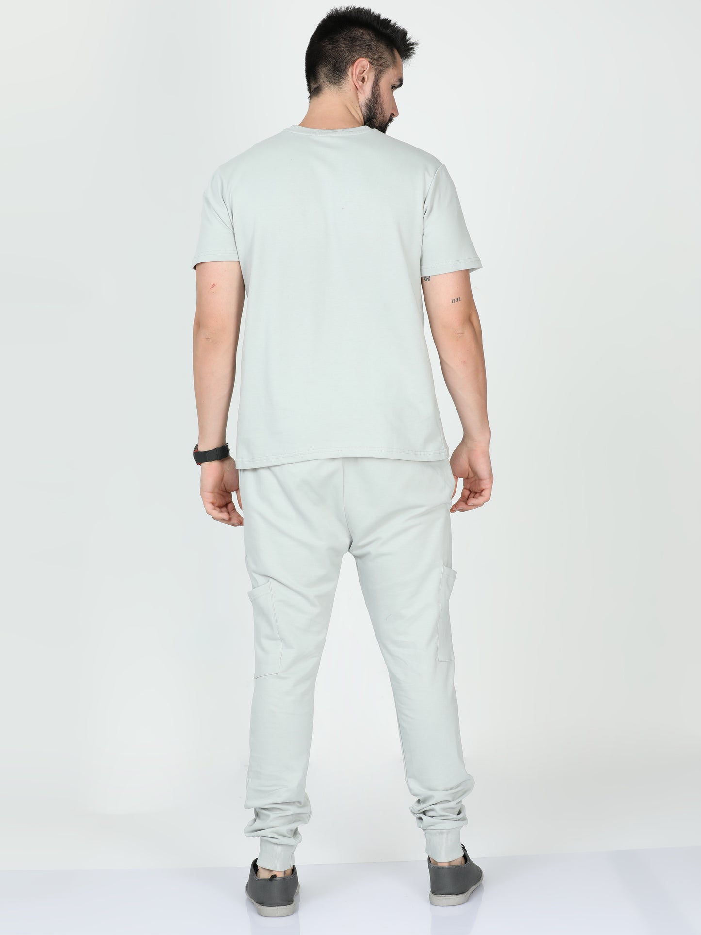 Storm Grey Solid Premium Unisex T-Shirt and Joggers Co-ord Set