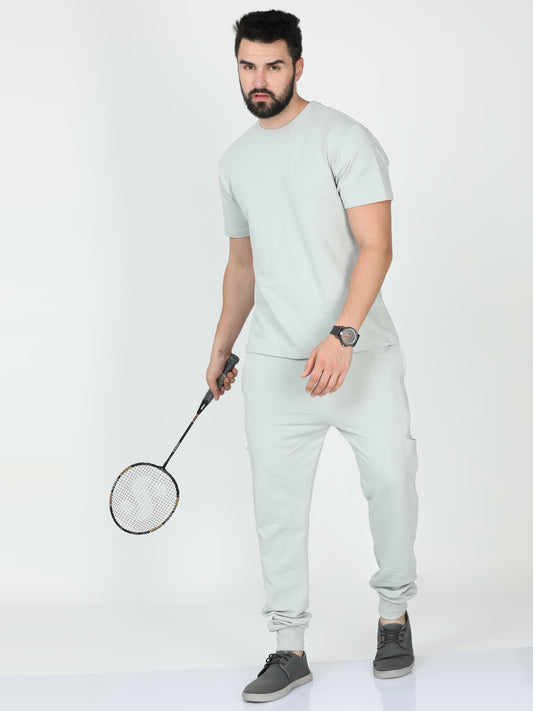 Storm Grey Solid Premium Unisex T-Shirt and Joggers Co-ord Set