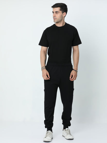 Black Solid Premium Unisex T-Shirt and Joggers Co-ord Set