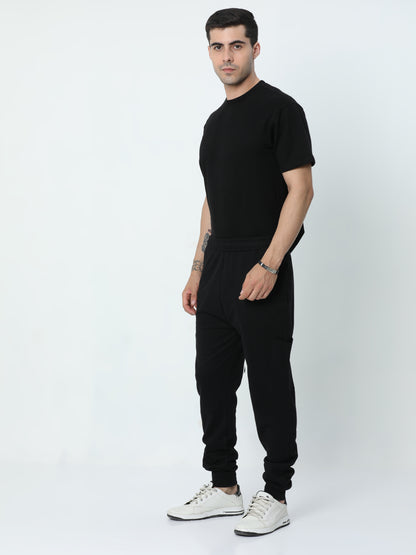 Black Solid Premium Unisex T-Shirt and Joggers Co-ord Set