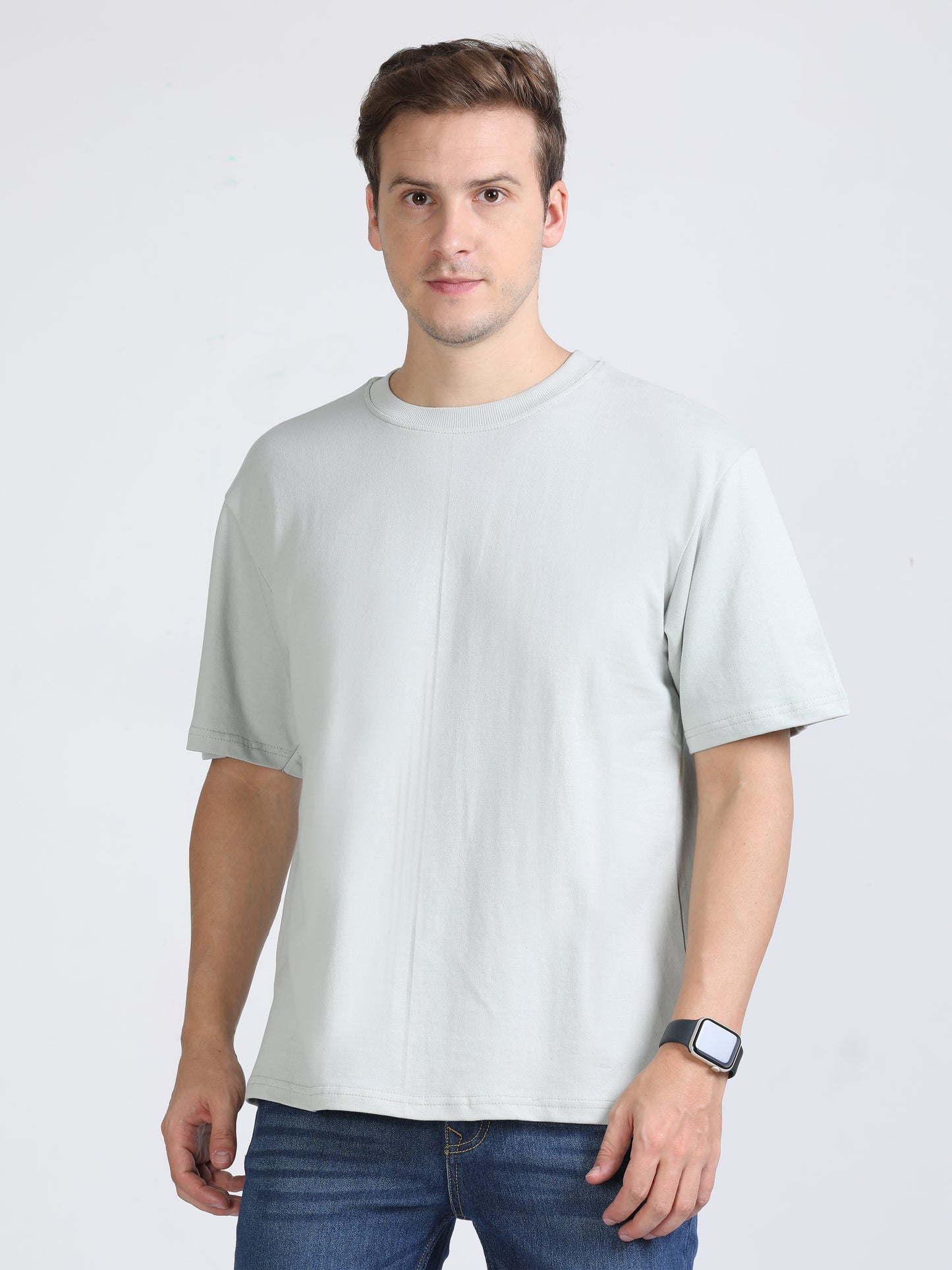 Storm Grey Solid Premium Oversized Unisex T-Shirt