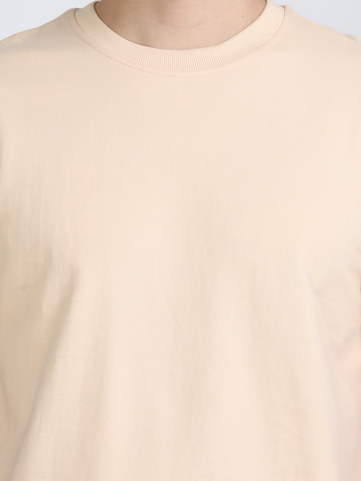 Beige Solid Premium Oversized Unisex T-Shirt