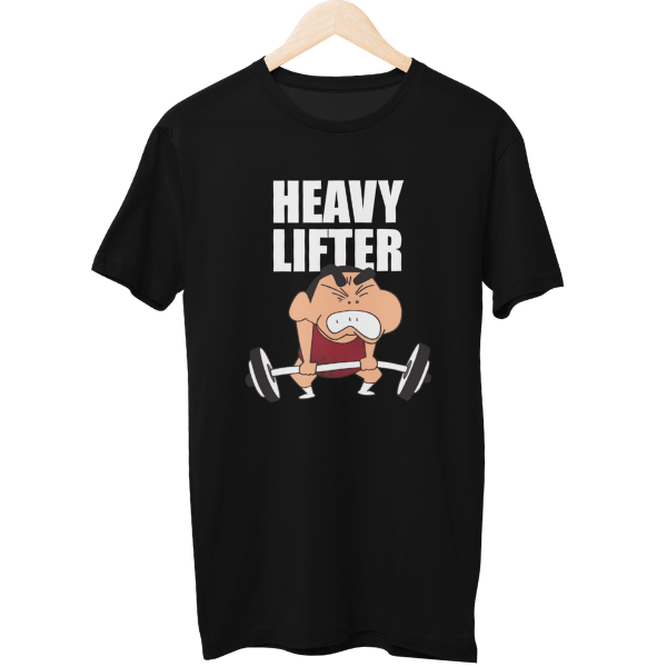 Heavy Lifter Shinchan Cartoon Gym Unisex Regular T-Shirt