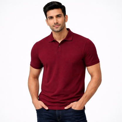 Maroon Polo Neck T-Shirt