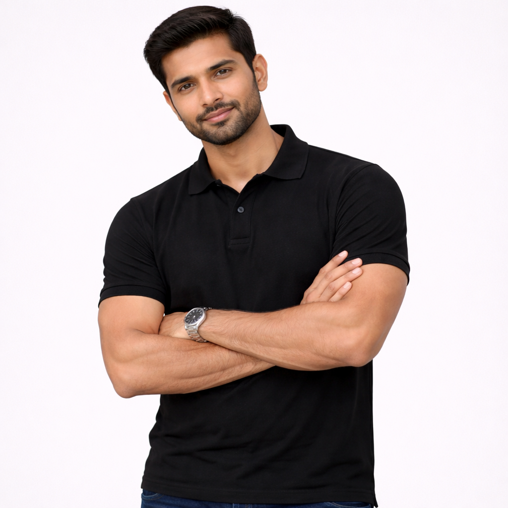Black Polo Neck T-Shirt