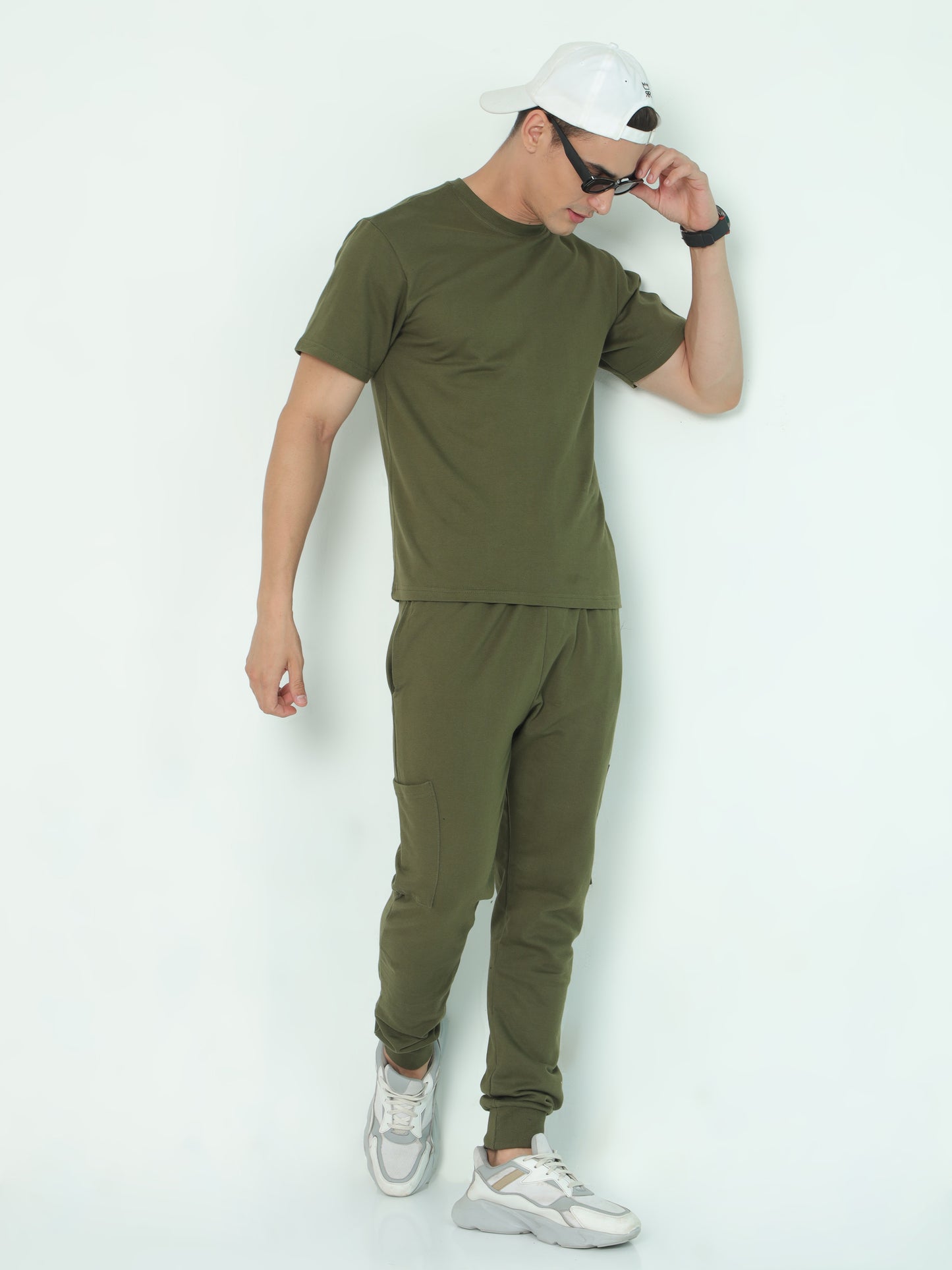 Olive Green Solid Premium Unisex T-Shirt and Joggers Co-ord Set