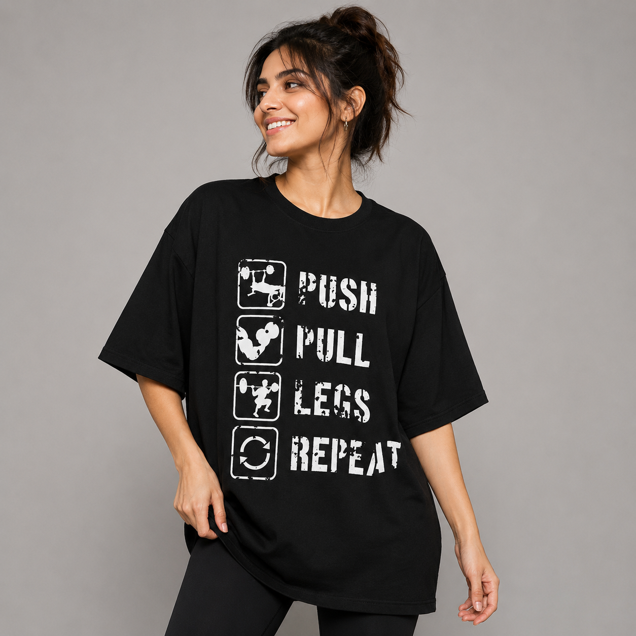 Push Pull Gym Repeat Unisex Oversized T-Shirt