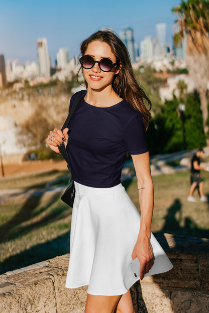 Navy Blue Solid Crop Top