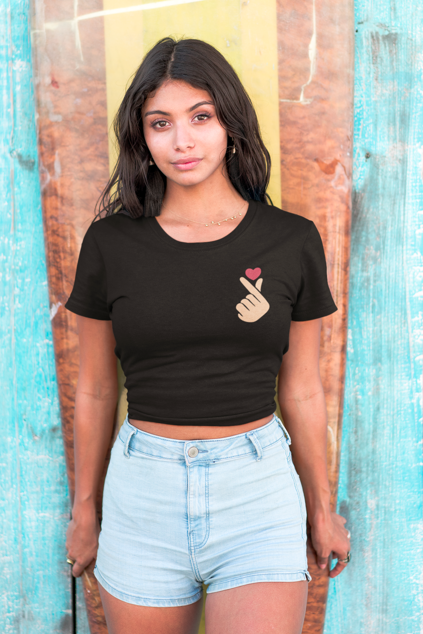 Black Sarange Regular Crop Top