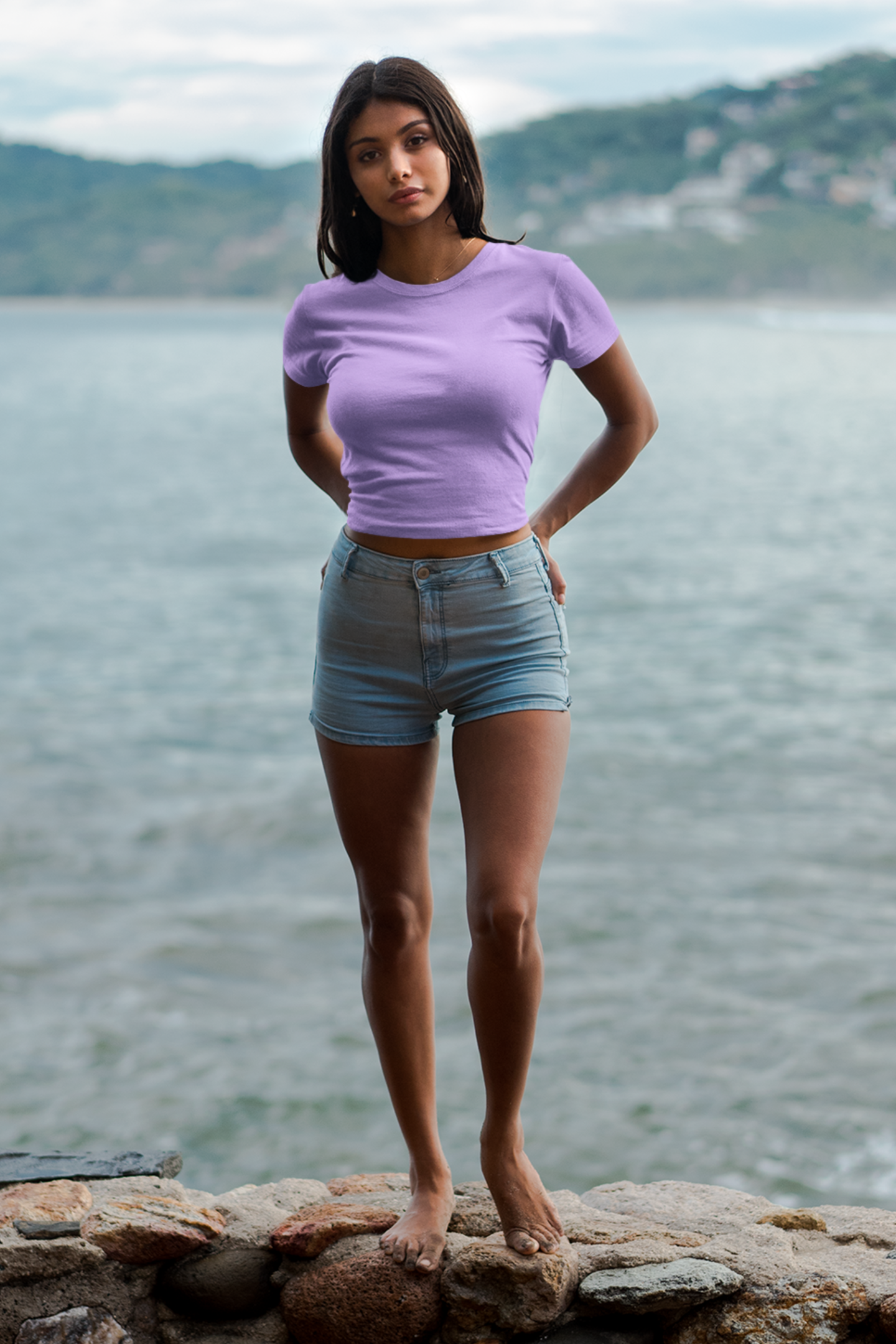 Lavender Solid Crop Top