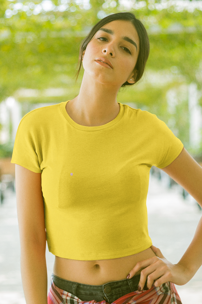 Mustard Solid Crop Top