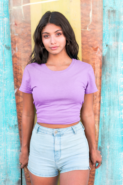 Lavender Solid Crop Top