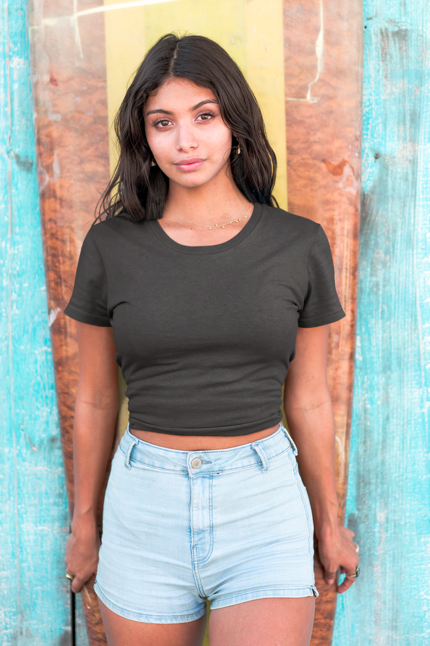 Dark Grey Solid Crop Top