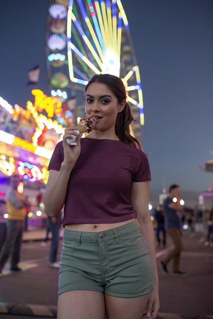 Wine Solid Crop Top