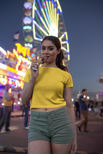 Mustard Solid Crop Top