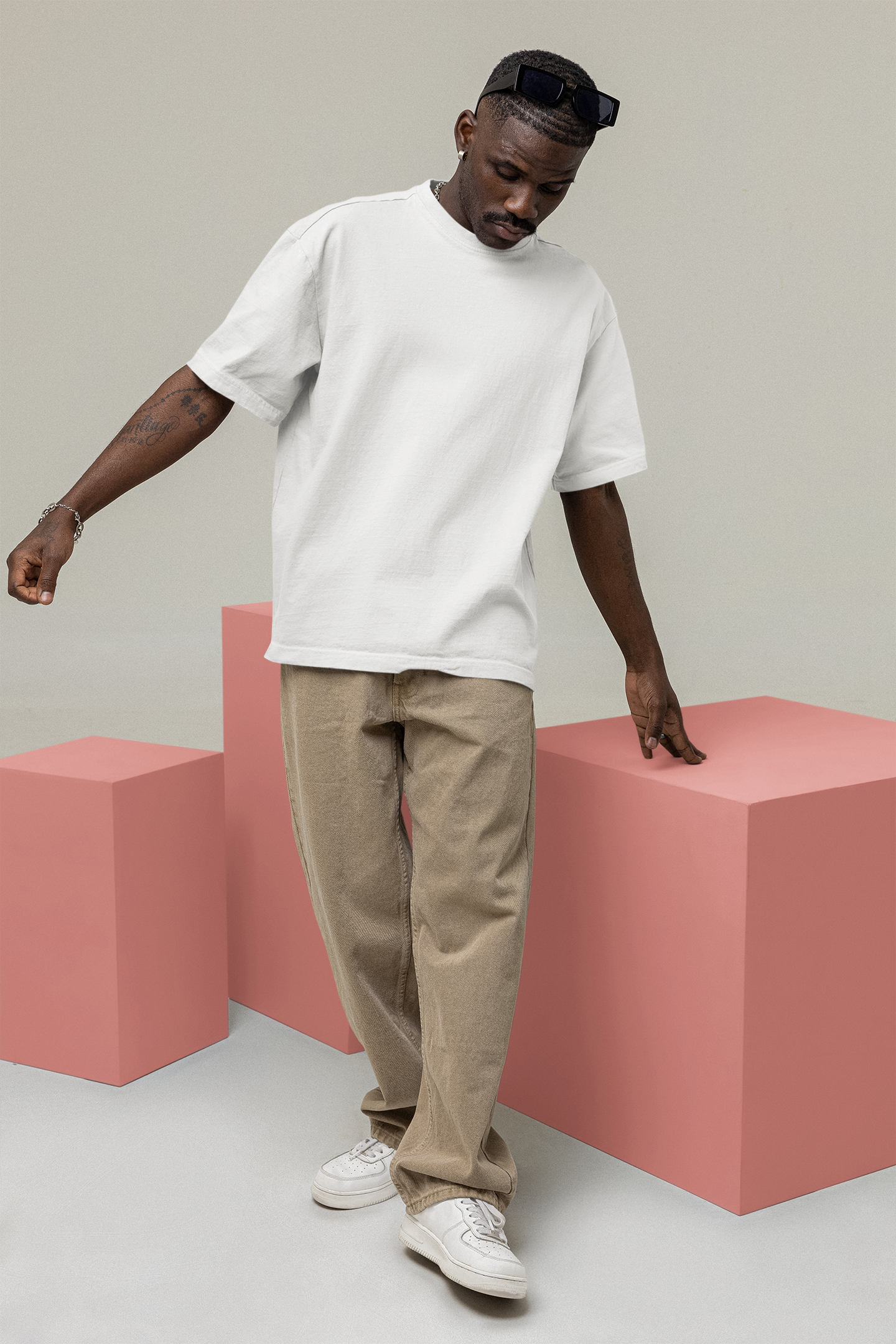 White Solid Oversized Unisex T-Shirt