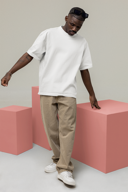 White Solid Oversized Unisex T-Shirt