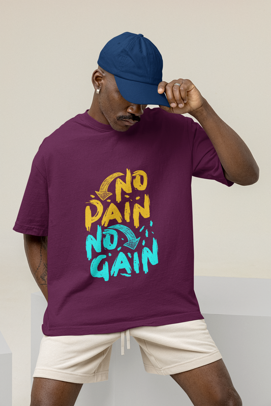 Wine No Pain No Gain Unisex Oversized T-shirt