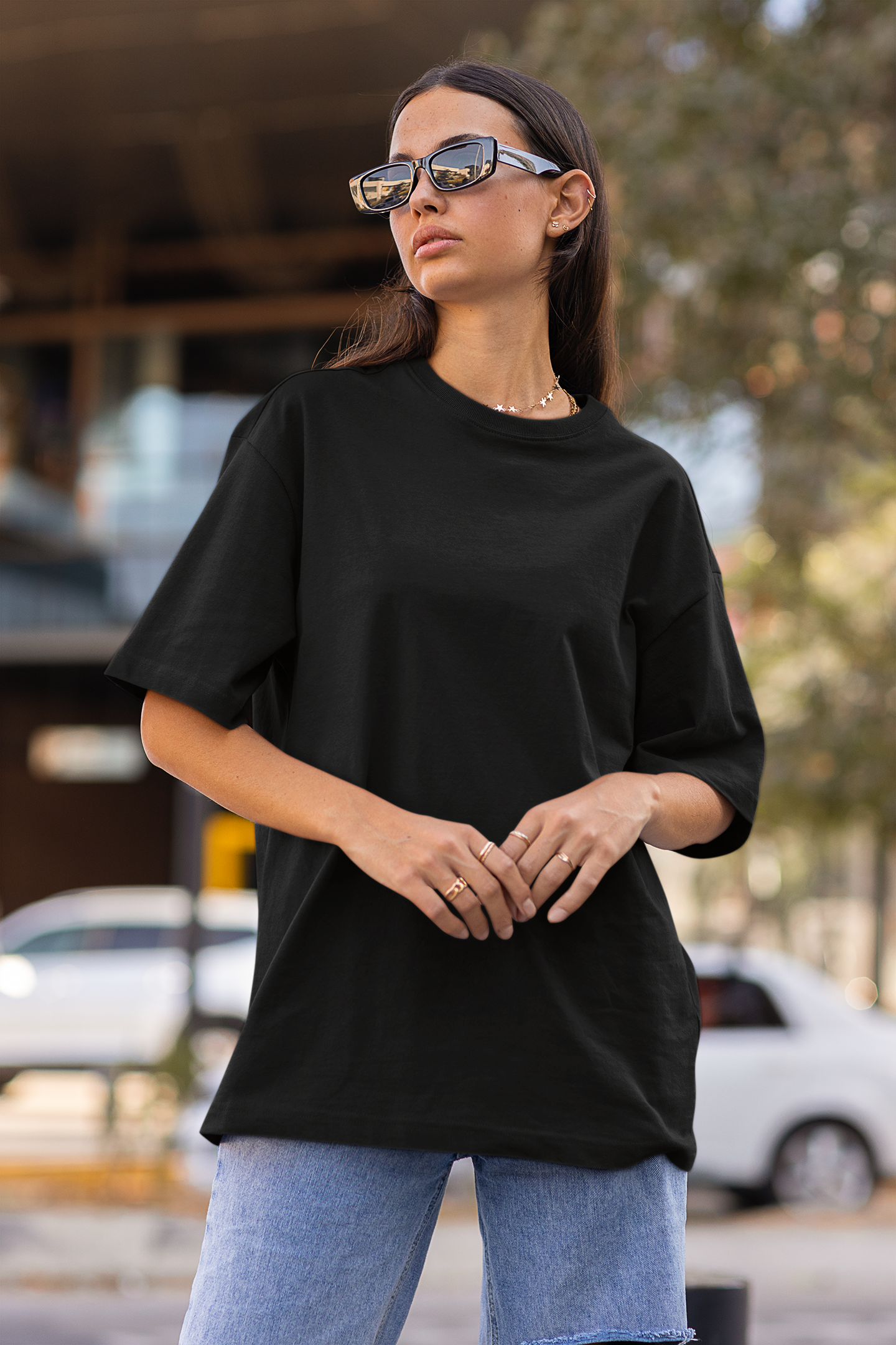 Black Solid Oversized Unisex T-Shirt