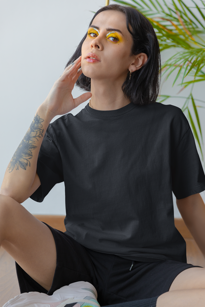Dark Grey Solid Oversized Unisex T-Shirt