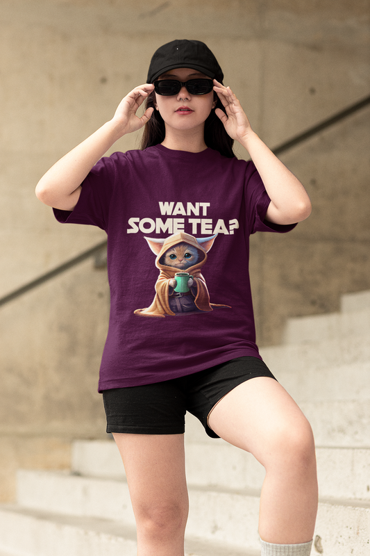 Wine Want Some Tea Unisex Oversized T-Shirt