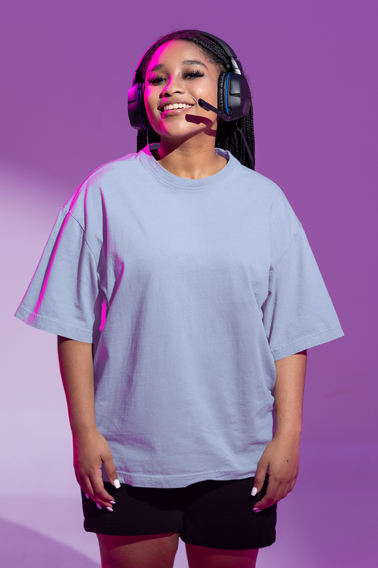 Powder Blue Solid Oversized Unisex T-Shirt