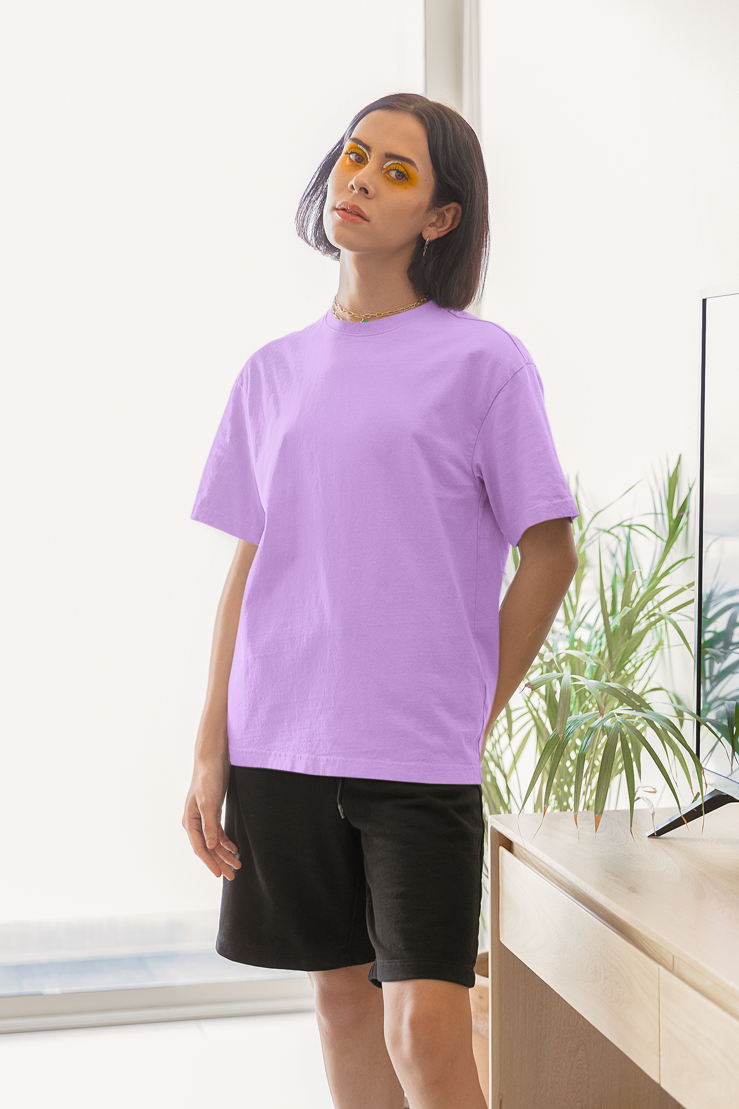 Lavender Solid Oversized Unisex T-Shirt