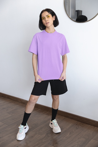 Lavender Solid Oversized Unisex T-Shirt