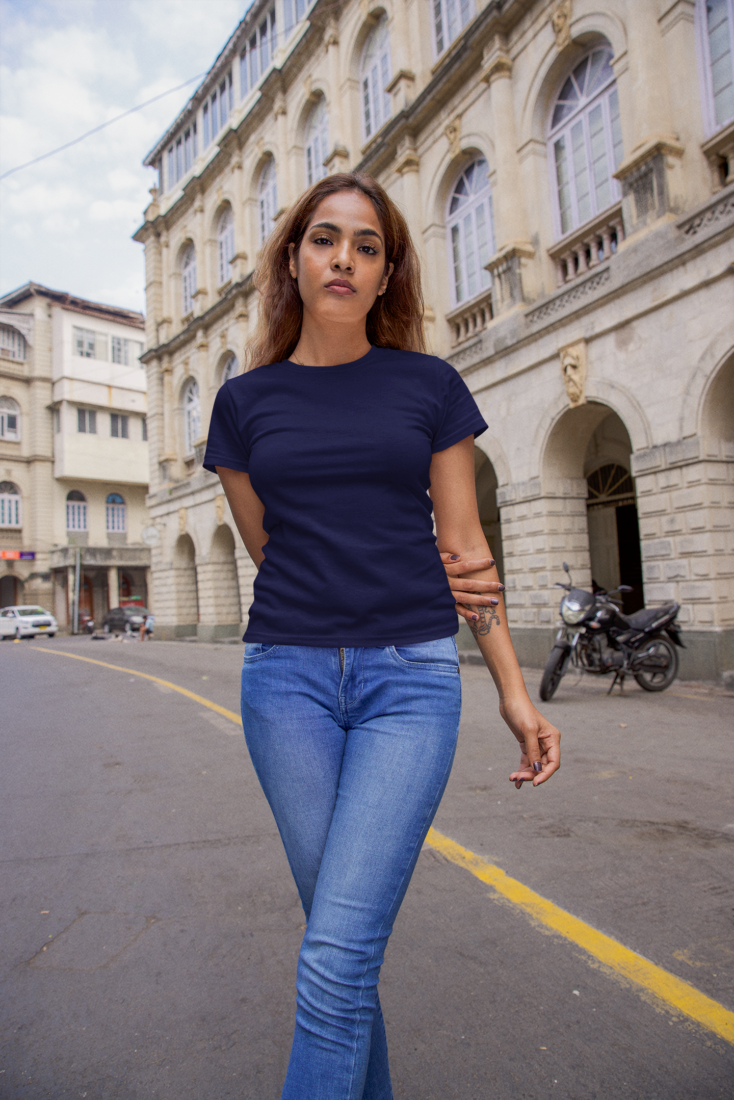 Navy Blue Solid Regular Unisex T-Shirt
