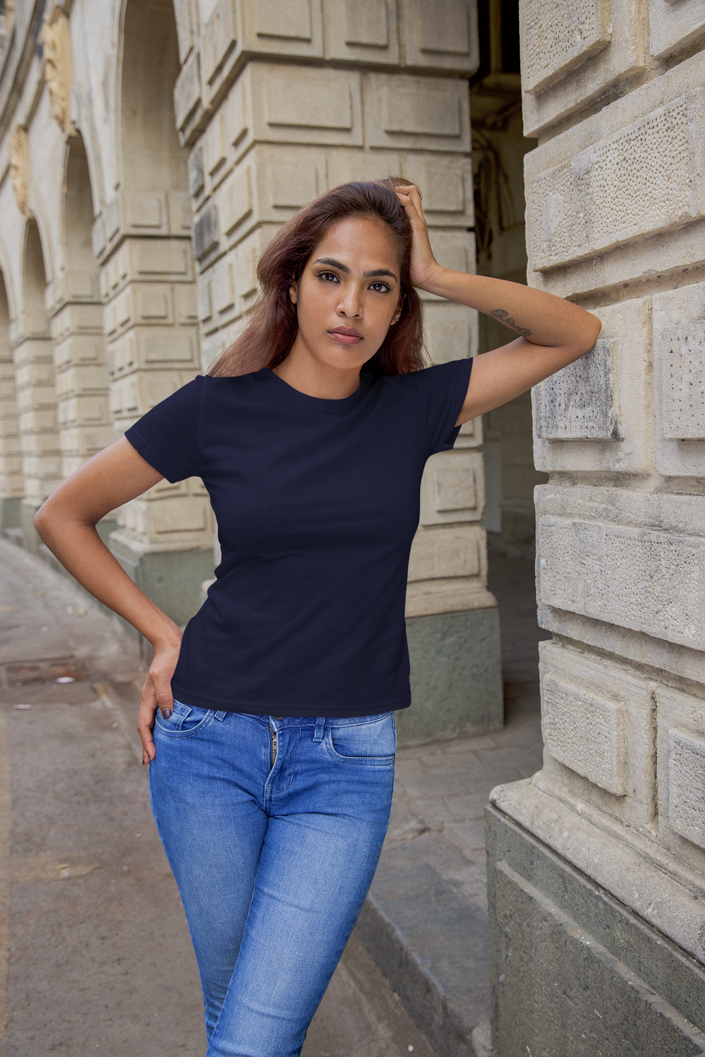 Navy Blue Solid Regular Unisex T-Shirt
