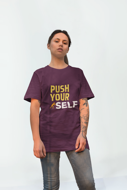 Wine Push Your Self Unisex Oversized T-shirt